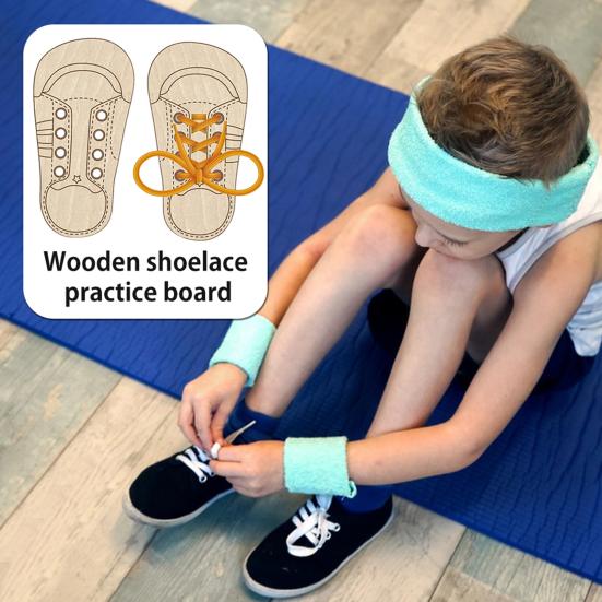 Доска для практики завязывания шнурков Деревянные плоские кроссовки Дошкольное развивающее устройство для шнуровки обуви для детей Раннее развитие Шнуровка обуви