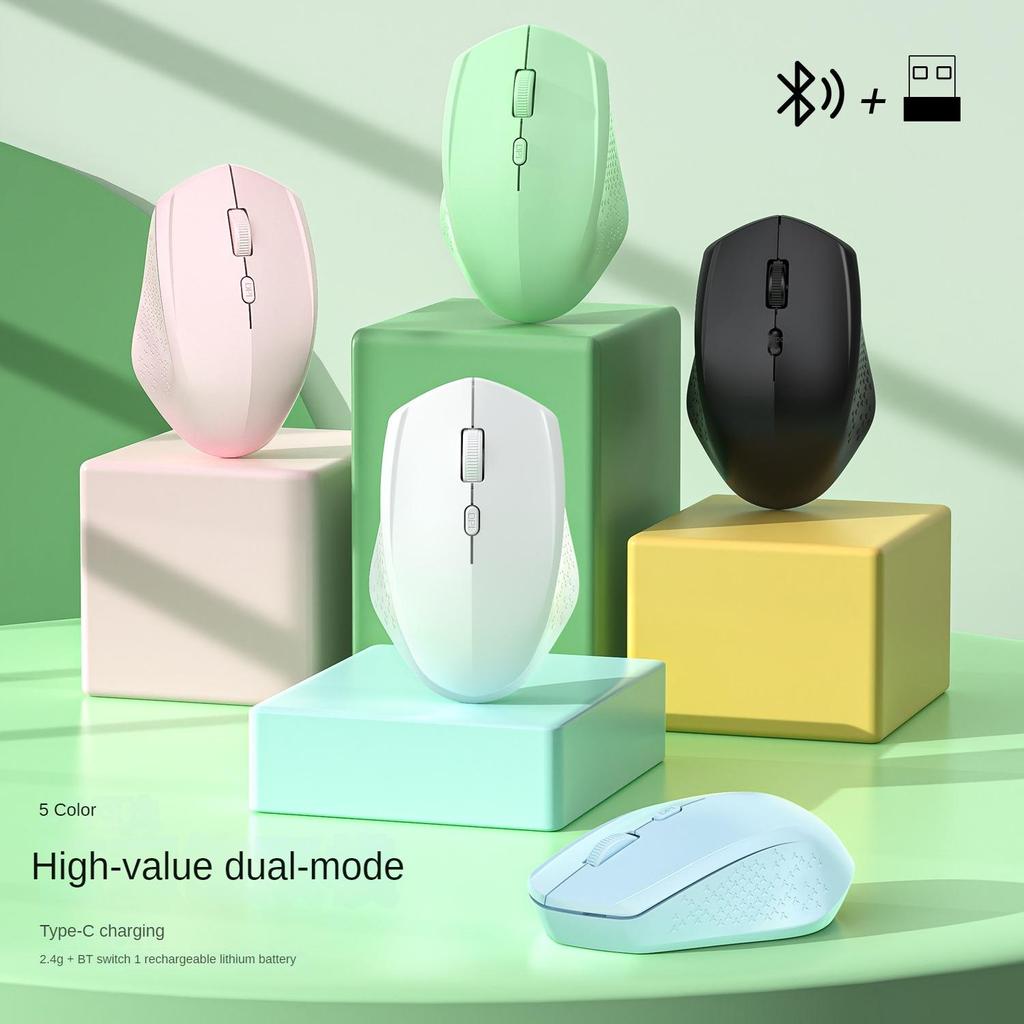 Эргономичная беспроводная мышь с тихим кликом, Bluetooth 5.2 и 2,4 ГГц USB, 1600 DPI, Перезаряжаемая, Совместима с MacBook, Планшетом, ПК