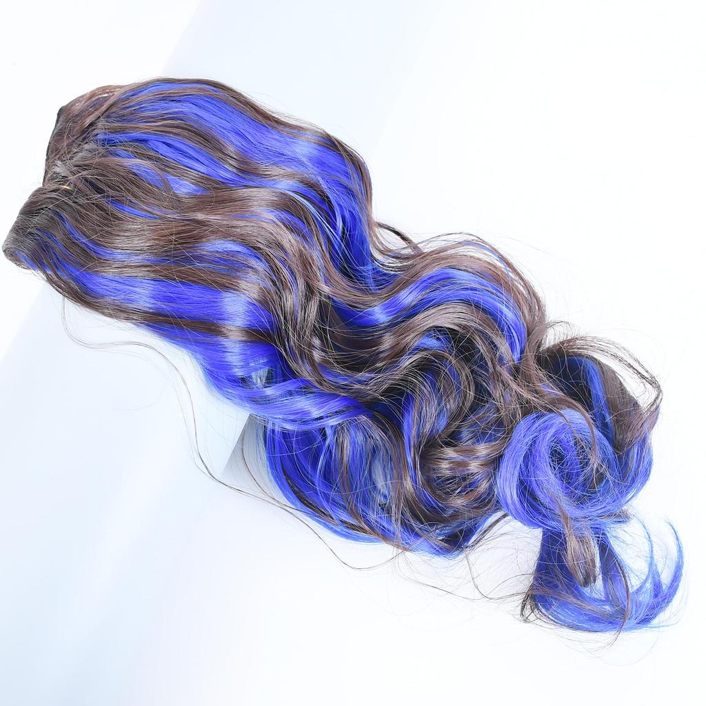 Выделенные волосы цвета пианино, накладные волосы, одна часть с 5 клипсами, длинные волнистые волосы, коричневые, красные, синие, разноцветные волосы