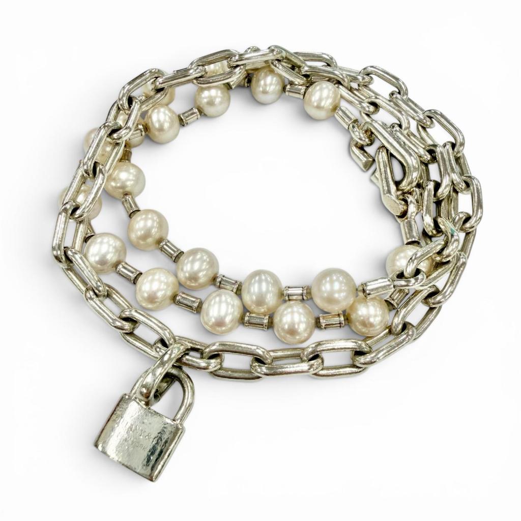 Very Good TIFFANY&Co. bracelet Pearl Rock Silver AG925 Women Used