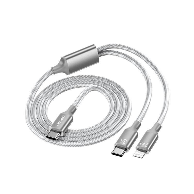 PISEN Кабель Type-C с двумя портами для быстрой зарядки для Huawei и Apple