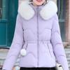 Fashion Winter Short Coat Women Parkas Hooded 2024 Faux Fur Collar Elegant Lady Jackets Thick Warm Outerwears