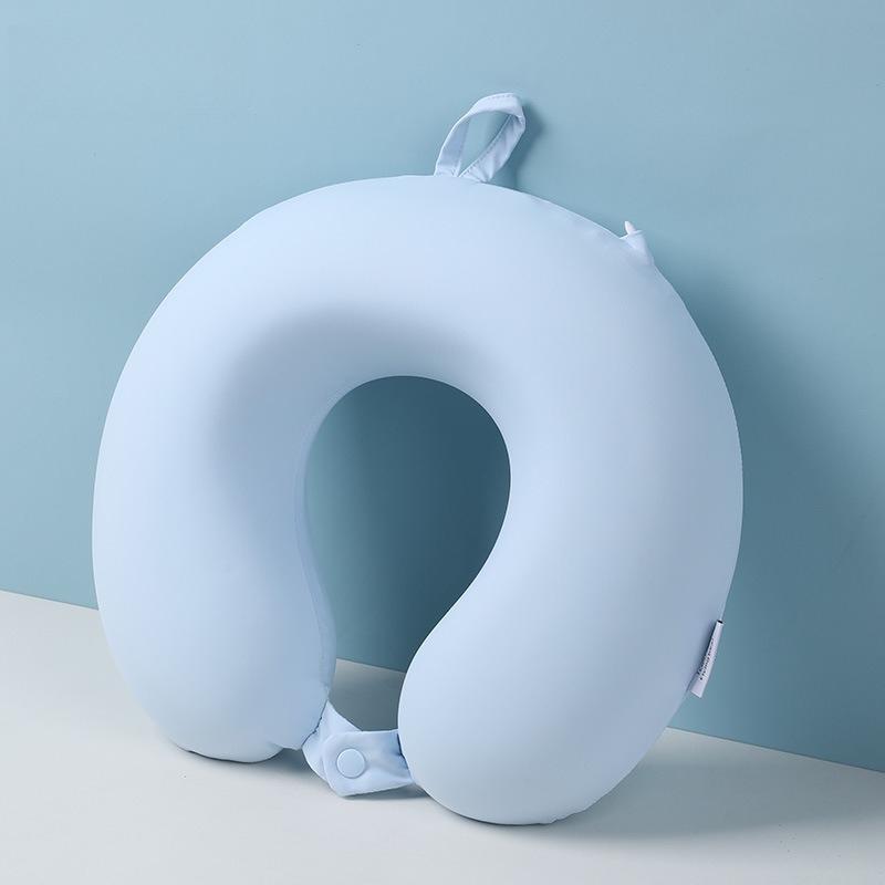 Cooling Silk U Shaped Pillow Memory Foam Soft Portable Foldable Neck Support for Travel Airplane Nap Comfortable Sleep Aid