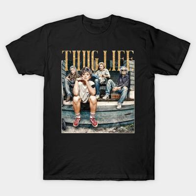 Мужская черная футболка с принтом, очень большая футболка Thug Life Golden Gang, хлопковая футболка с принтом на бумаге без вырезов