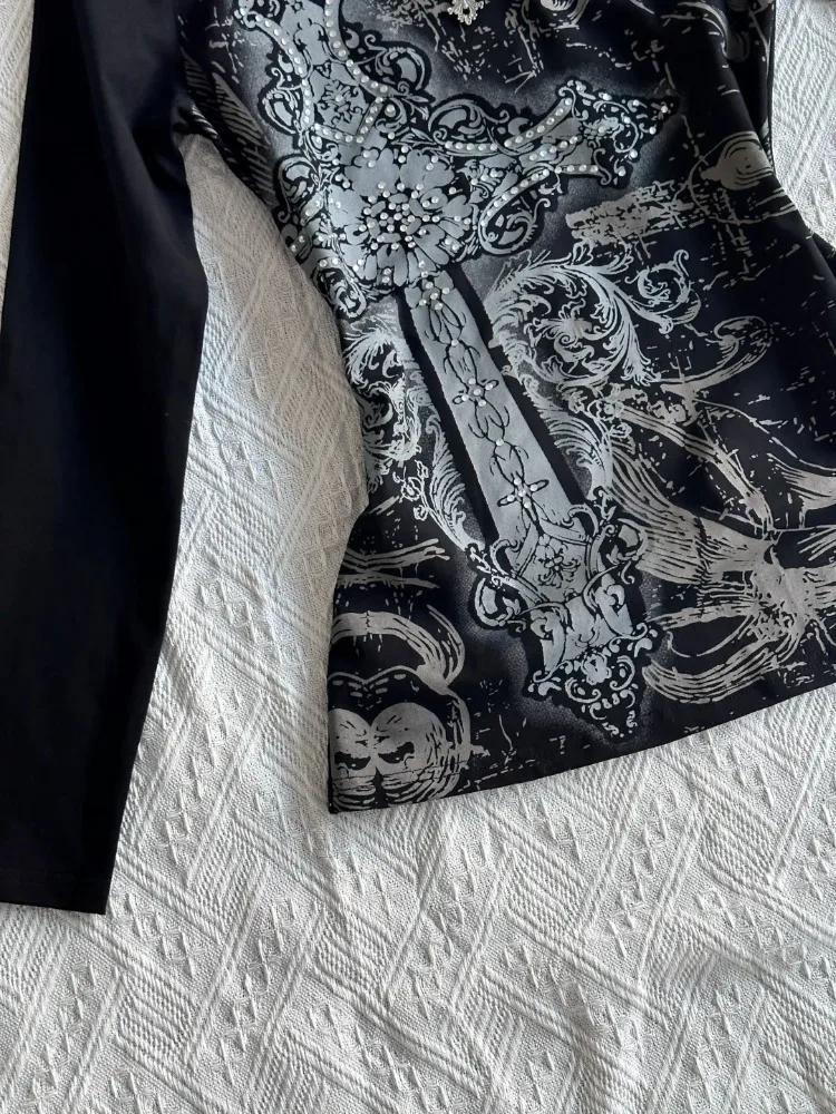 VAYLA Винтажные готические футболки Y2k Черная панк-футболка с графикой Гранж Ретро Сексуальные футболки с V-образным вырезом Хлопковые футболки Aefashion одежда Харадзюку Топ