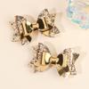2Pcs Gold Sequin Bow Hair Clip Elegant Sparkly Glitter Leather Hairpin For Baby Girl Children's Daily Hair Headdress Accessories