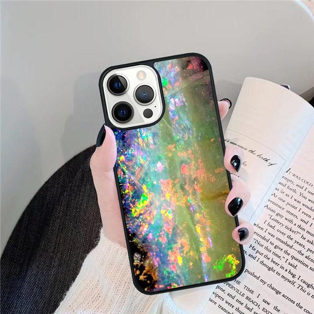 Опаловый Камень Радужный Чехол для Телефона для iPhone 17 Air 15 16 14 13 12 Pro Max 11 Pro Max Plus Coque Shell