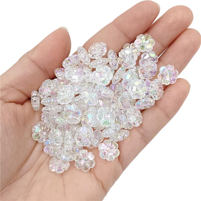Креативные акриловые бусины-цветы для браслета «Слива» AB прозрачные цветные 40 шт. 10 мм россыпью для самостоятельного изготовления ювелирных изделий ожерелья случайные смешанные