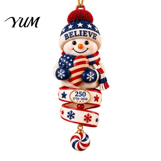 Holiday Party Decorations 2026 Patriotic Snowman Christmas Ornament, Acrylic Hanging Decor for Tree, Office Decoration Festive Pendant Indoor Outdoor