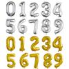 32-Inch Body Shaping Numeric Balloons - Gold & Silver, Floating Birthday & Celebration Decor