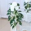 1 Pc Church Chair Decor Wedding Aisle Decorations for Wedding Ceremony Pew Flowers for Party Decor with Artificial Flowers Eucalyptus Ribbons White