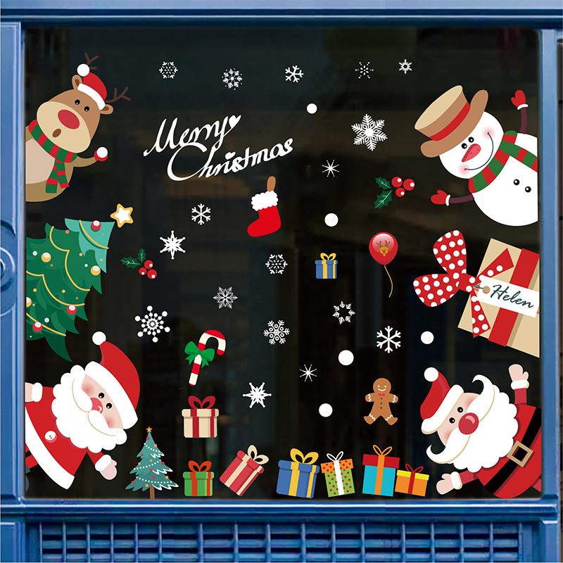 Christmas Snowman Snowflake Santa Claus Home Party Decoration Stickers Electrostatic Glass Window Wall Decals New Year