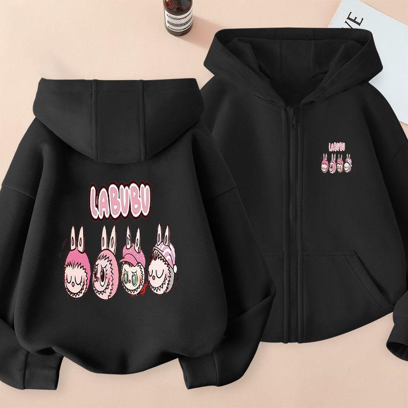 Children's Hooded Sweatshirt for Autumn and Winter, Cartoon Fashionable Zipper Long-sleeved Sweatshirt for Girls