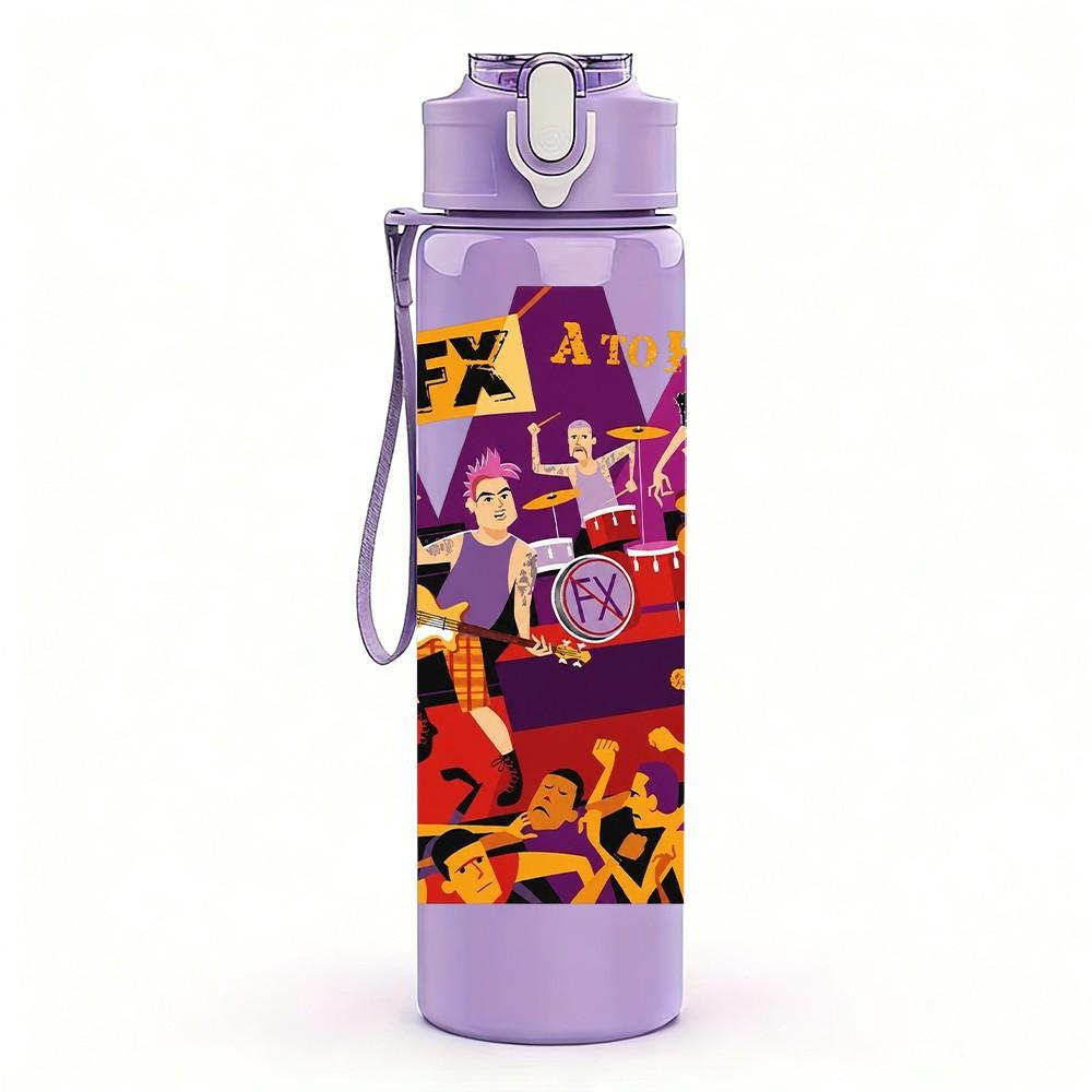 1PC Colorful Pattern A B C H 750ml sports water bottle leakproof straw lid outdoor office home