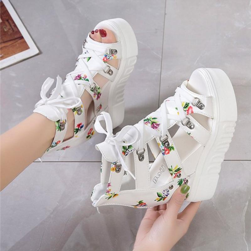 High-Heeled Sandals Women'S Summer New Style Platform Hollowed Out Fish Mouth Sandals