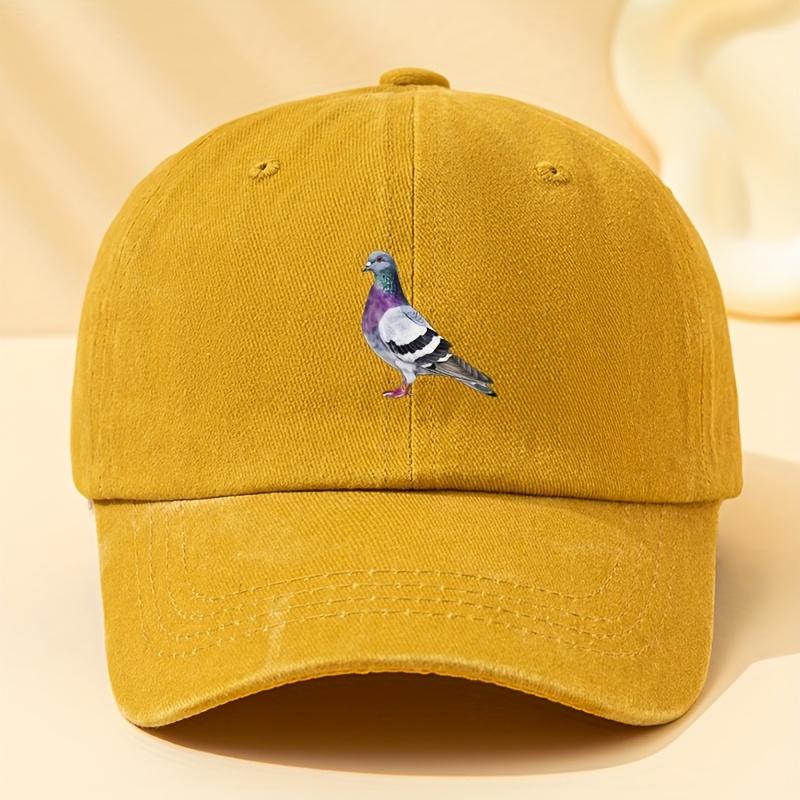 A Unisex Fashion Baseball Cap with Pigeon Print a Classic Retro Washed Outdoor Lightweight Curved Brim Cap Suitable for Outdoo
