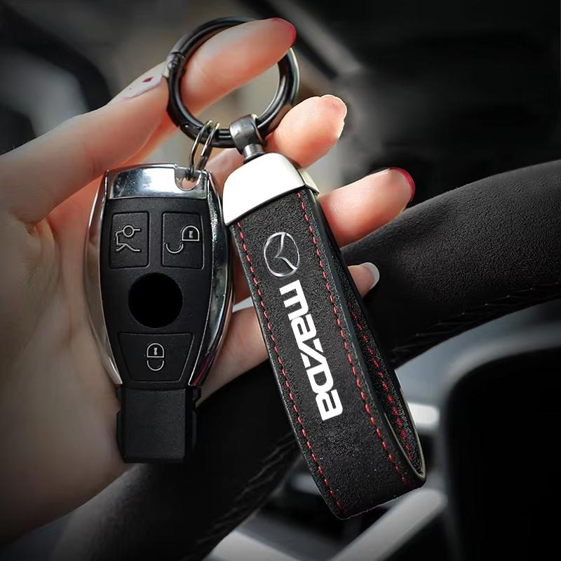Car Wheel Tire Valve Stems Cap Auto Badge Keychain Suede Keyring For Mazda 2 6 3 CX5 CX80 CX70 CX90 MX30 CX60 CX50 CX30 BT50 e-T k1
