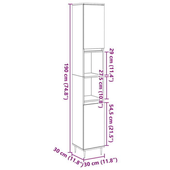 VidaXL Bathroom Cabinet Old Wood 30x30x190cm Engineered Wood, Cabinet, Bathroom Storage Cabinet, 857196