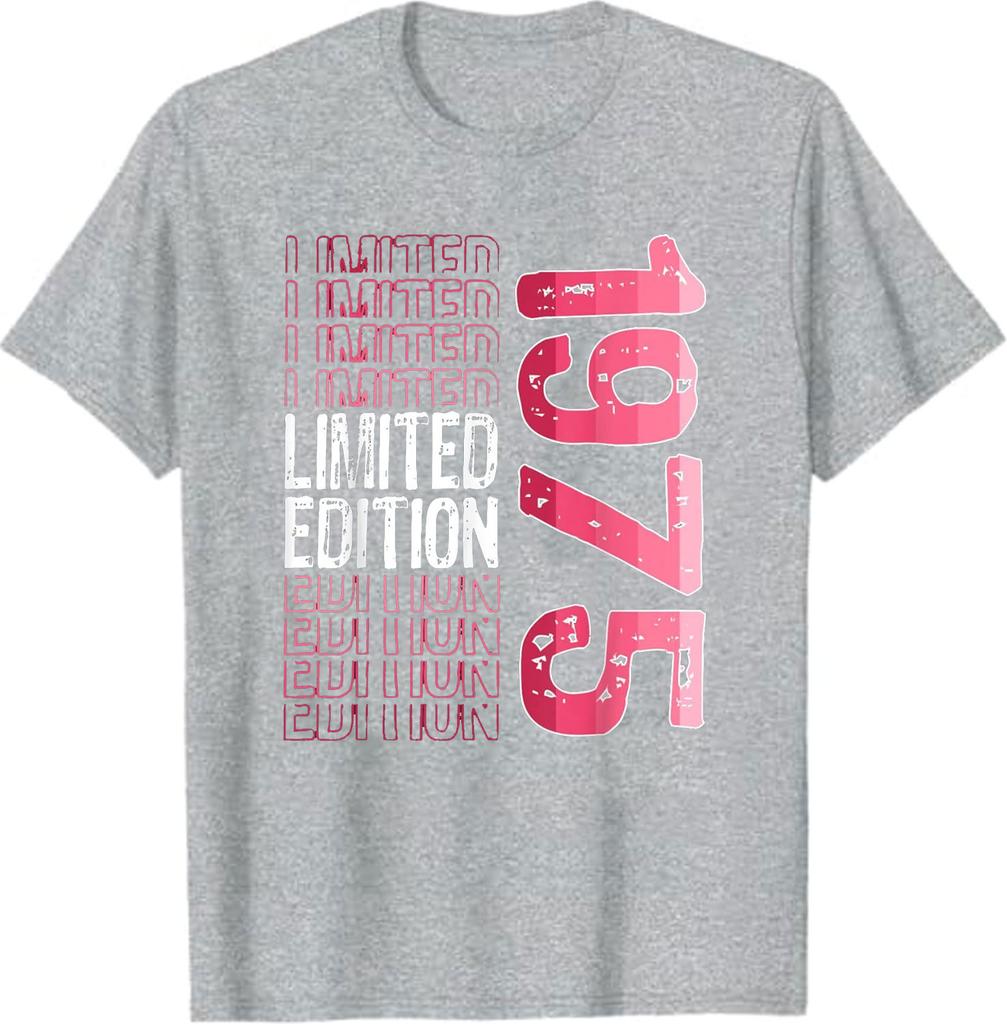 Лимитированная серия Винтажная Ретро Футболка с Днем Рождения 1975 года Толстовка Графические футболки Уличная одежда Повседневный стиль Ropa Hombre Ropa Mujer