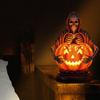 Halloween Pumpkin Light Resin Skeleton Ghost Witch Pumpkin Lantern Gothic Curved Pumpkin Night Light for Home Tabletop Desk Decor