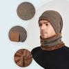 Осенне-зимняя мужская шапочка Skullies, женская кепка, шарф, костюм, бархатный пуловер, уличная теплая вязаная шерстяная кепка с рукавами