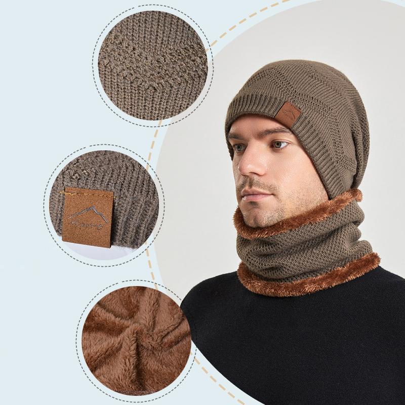 Осенне-зимняя мужская шапочка Skullies, женская кепка, шарф, костюм, бархатный пуловер, уличная теплая вязаная шерстяная кепка с рукавами