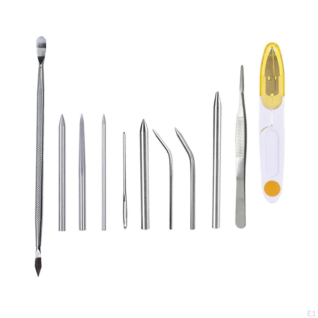 4/9 / 12x Knot Tools, Stainless Steel Set Cord And Straightening Tool for Leather Work Or