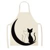 1 Pack Black Cat Pattern Men and Women Suitable for Home Dinner Kitchen Cooking Apron Cleaning Apron Anti-fouling