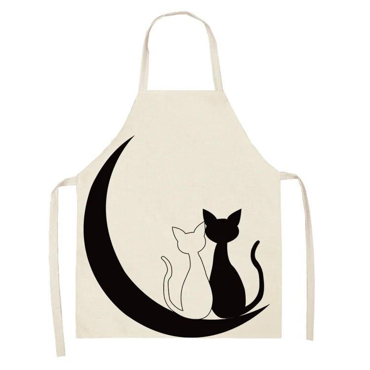 1 Pack Black Cat Pattern Men and Women Suitable for Home Dinner Kitchen Cooking Apron Cleaning Apron Anti-fouling