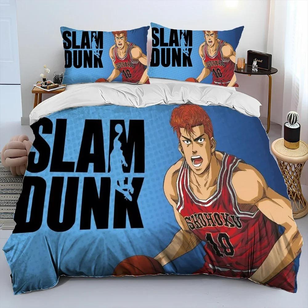 Постельное белье с одеялом из аниме Slam Dunk, комплект постельного белья, размер King Queen, пододеяльник, наволочка, японский мультфильм, для детей