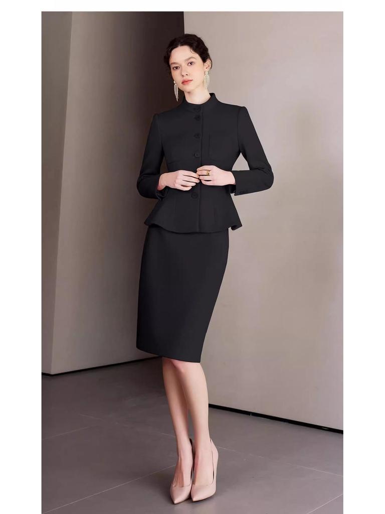 AD Winter Women's High-End Pink Wool Blend Blazer & Pants Set - Elegant Professional Outfit