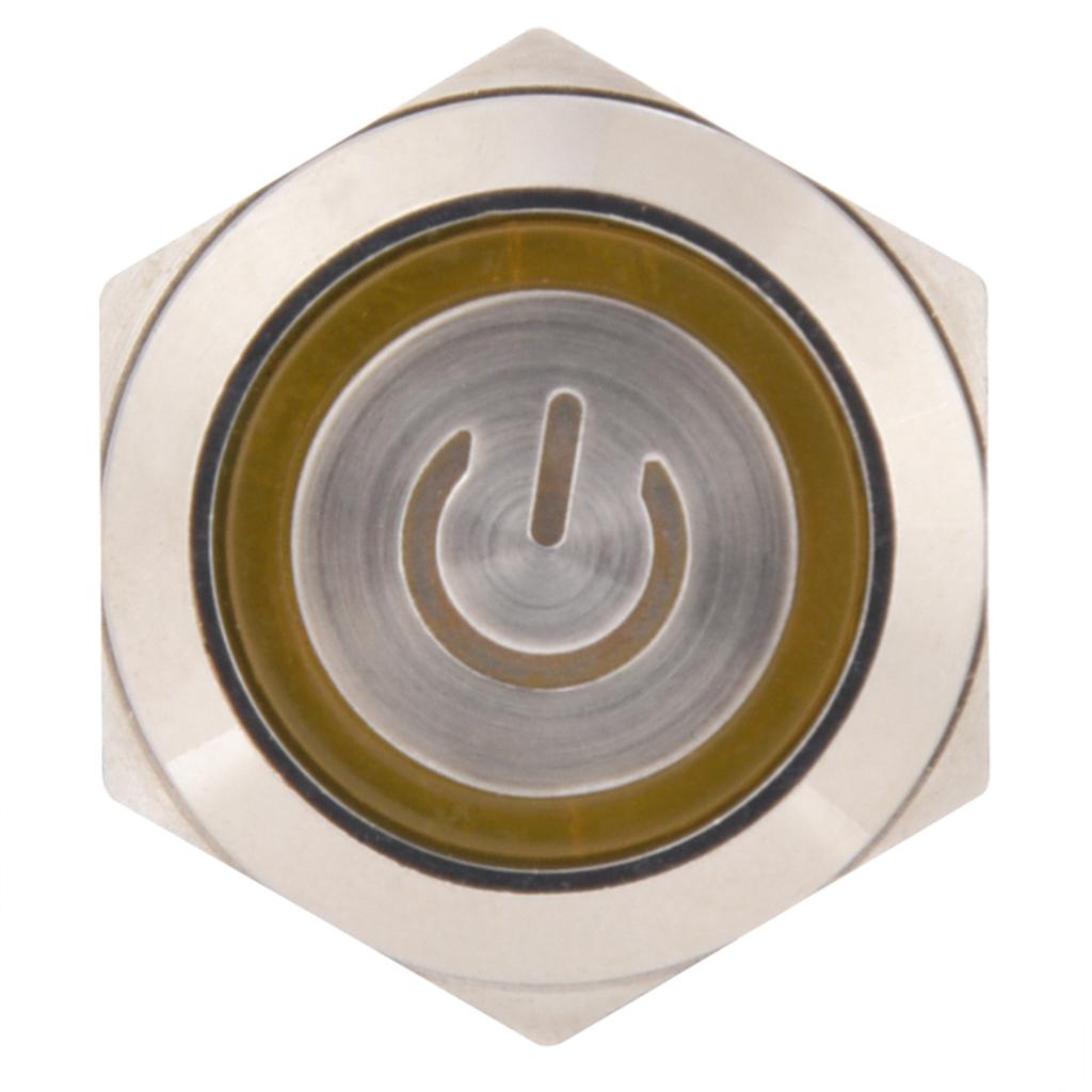 2 шт. Кнопочный переключатель 4 контакта 19 мм Круглая плоская головка Корпус из нержавеющей стали со светодиодом IP65