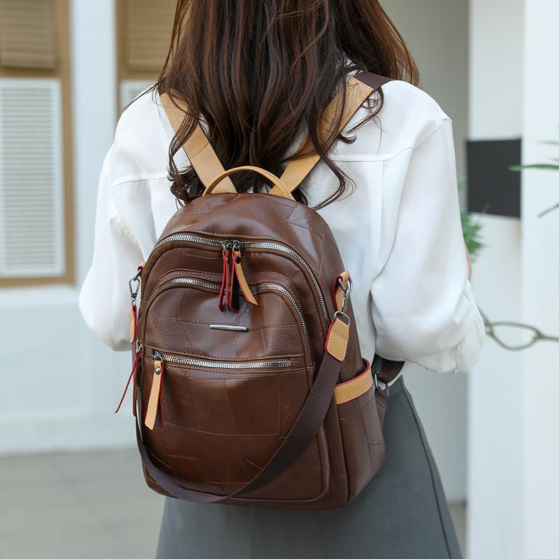 Женский рюкзак с цветными блоками, многофункциональная сумка через плечо, многоцелевой дорожный рюкзак