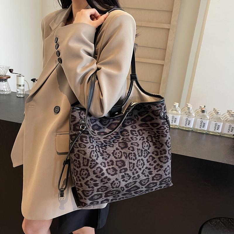 Сумка Commuter с леопардовым принтом, большая вместимость, женская сумка через плечо, студенческая сумка-тоут
