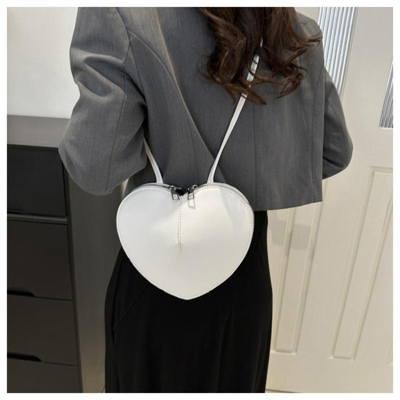 Cute Heart Shaped Crossbody Bag For Women Solid Color Pu Leather Shoulder Bag Able Personality Crossbody Bag