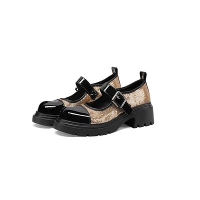 Женские туфли-лодочки Мэри Джейн с круглым носком на платформе, на среднем каблуке с пряжкой, разноцветные женские модные туфли, весенне-осенние розовые 43