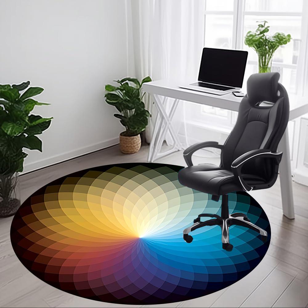 1pc Color Wheel Chair Carpet for Office, Non-slip, Soft and Durable Office Rug for Interior Decoration, Perfect for Office yy260313028