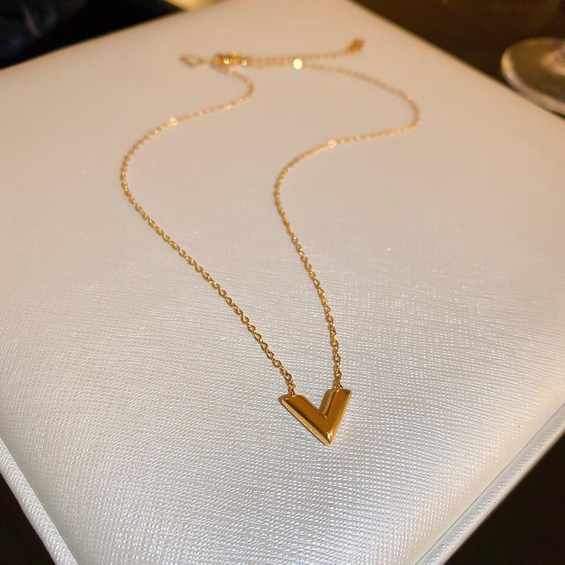 Золотое колье-боб из слитков - Нержавеющая сталь, Нишевый дизайн, Простая цепочка для ключиц, Универсальная модная бижутерия