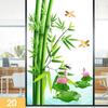 Retro Chinese Style Bamboo Pattern Window Film Green Bamboo Static Cling Glass Stickers Sliding Door Frosted Privacy Window Film