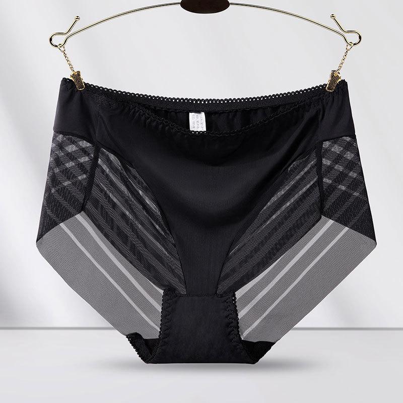 Sexy Mid-Waist Women's Briefs Light Waist Hip-lifting Underwear Striped Mesh Breathable Women's Underwear