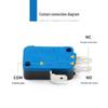 Miniature CMV104D Micro Switch with Short Lever and Roller, Self-Resetting, 1 NO/1 NC.