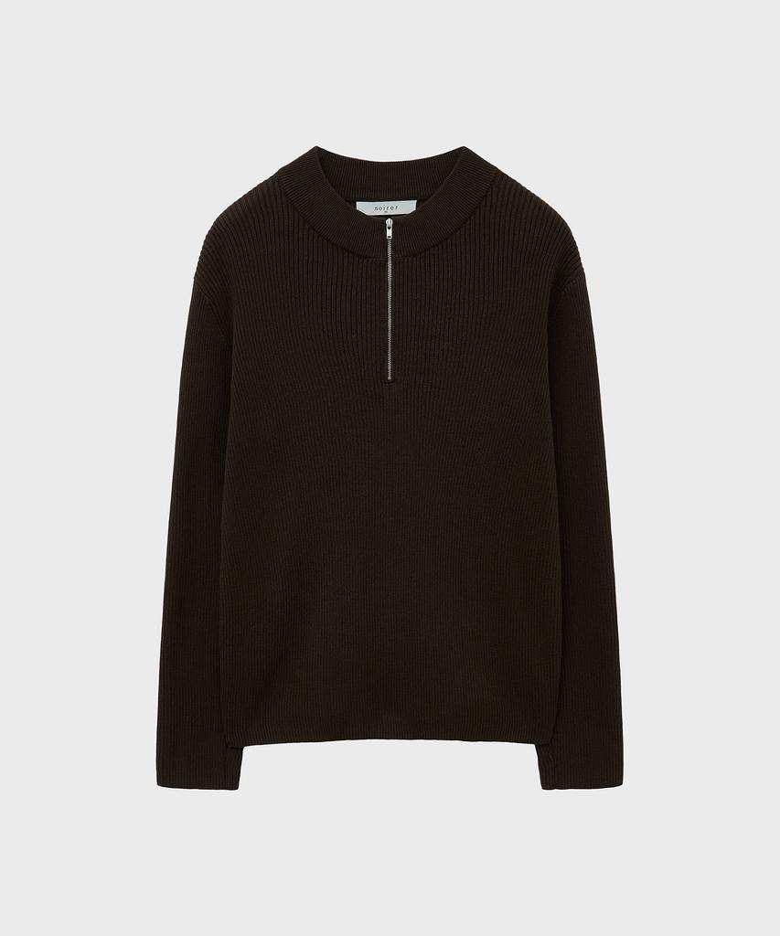 NOIRER Ribbed Zip-Up Knit (Brown)