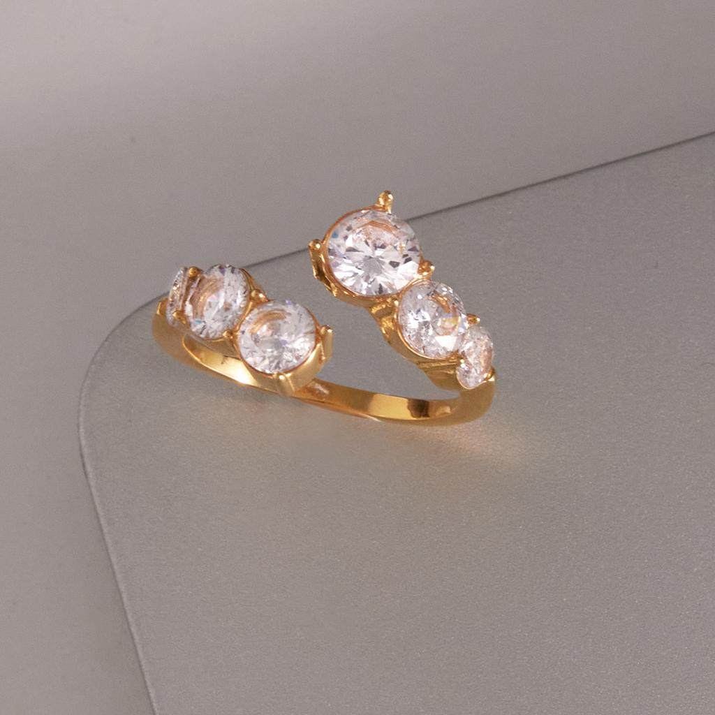 Youthway Delicate Zircon Rings For Women Minimalist  Gold Plated Stainless Steel Open Rings Simple Fashion Jewelry Girls Gift