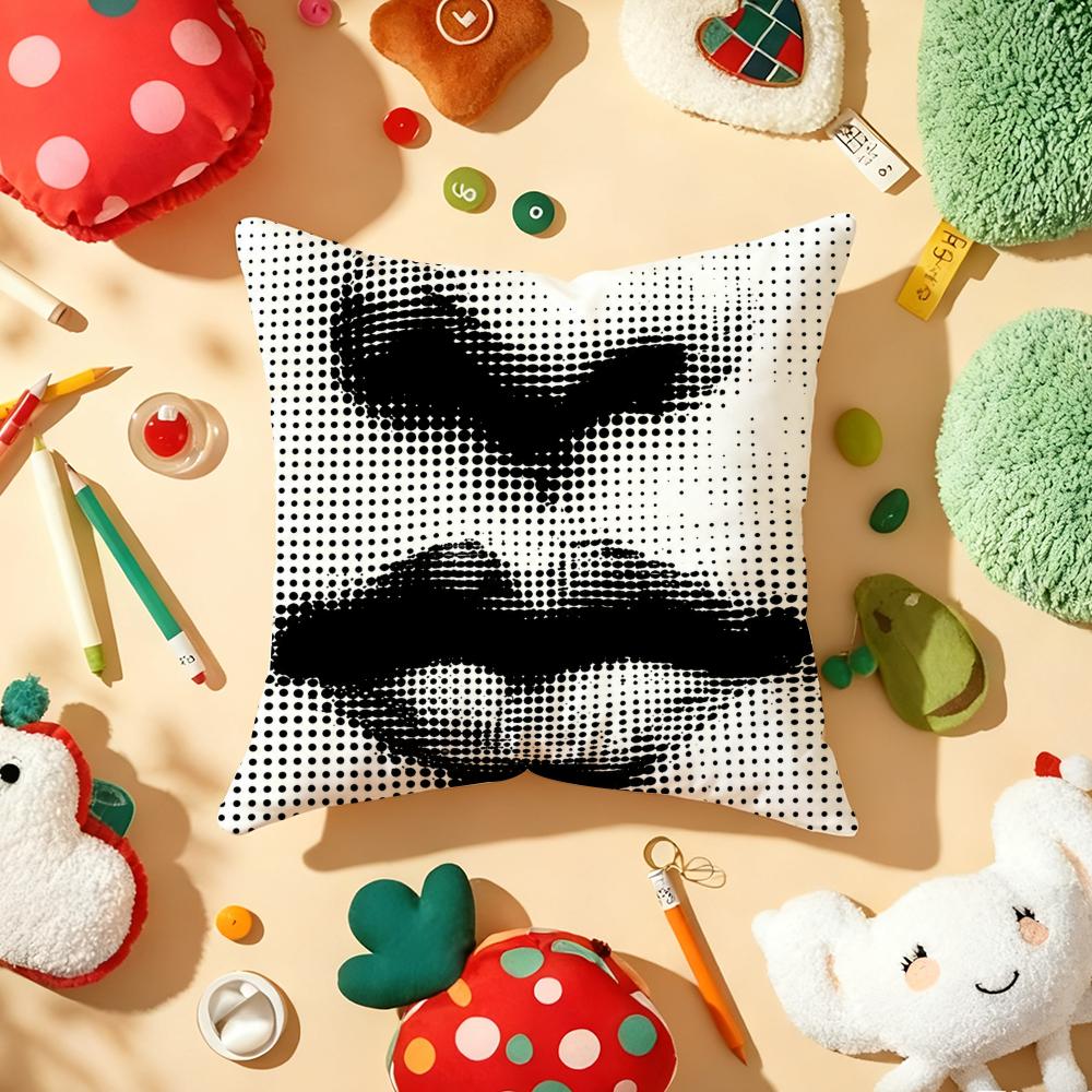 Fashion Modern Art Funny Face Cushion Cover Soft Short Plush DoubleSided Printing Home Decor Machine Washable Pillow Case Gift