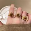 Elegant Golden Sunflower Tiger Eye Stone Ring - Unique 2025 Design for Women.