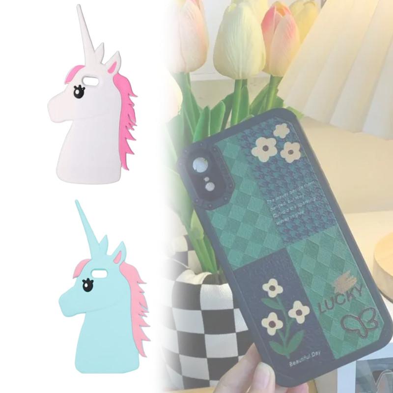 Iphone Silicone Case With Embossed Rainbow Horse For Creative And Cute Phone Protection