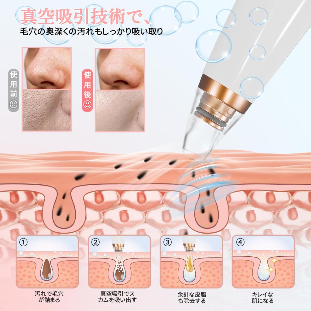 Pore Aspirator New Perfect for Pore Pore 6 Suction 3 Levels of Suction Pore Dirt Blackhead Pore Blackhead Pore Facial Beauty USB Birthday Japanese