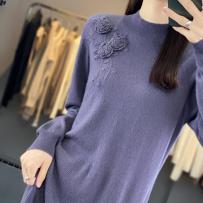 Женское кашемировое платье Qinghe кашемир 70% шерсть 30% кашемир женское осенне-зимнее кашемировое платье мягкое и теплое