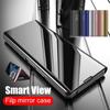Чехол-книжка с зеркалом, защитный чехол Smart View Kickstand для Samsung Galaxy Z Fold 6, 5, 4, 3, 2 с держателем подставки, защитный металлический противоударный