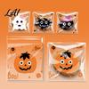 Self Adhesive Treat Bags 100 Pcs Small Halloween Bags Seal Clear Candy Dessert Snack Cookie Trick or Party Favors for Holiday Cute Cartoon Pouches